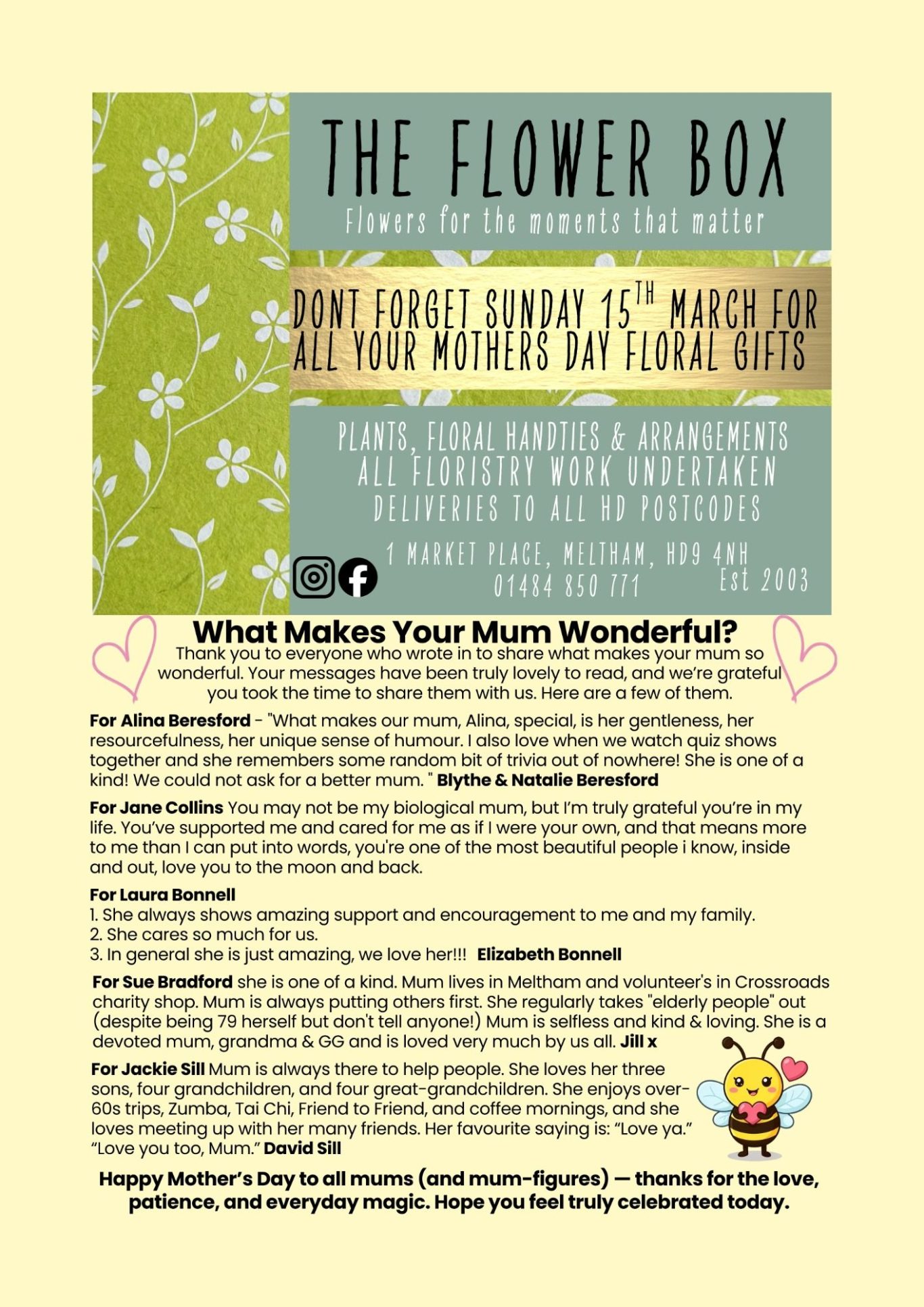 Meltham Hive, Meltham's March Community Magazine - Mum