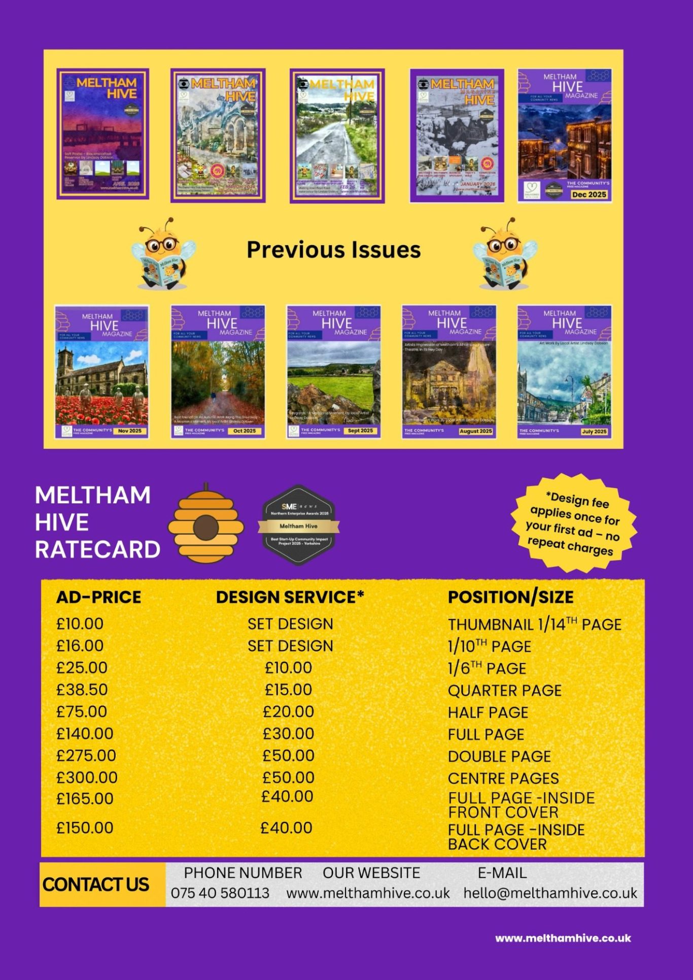 Meltham Hive Magazine May 2026 - Rate Card