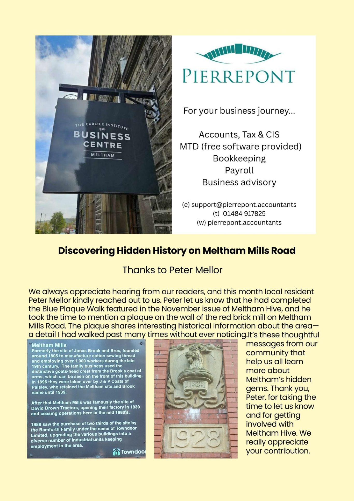 Meltham Hive Magazine January 2026 - Discovering Hidden Meltham by Peter Mellor