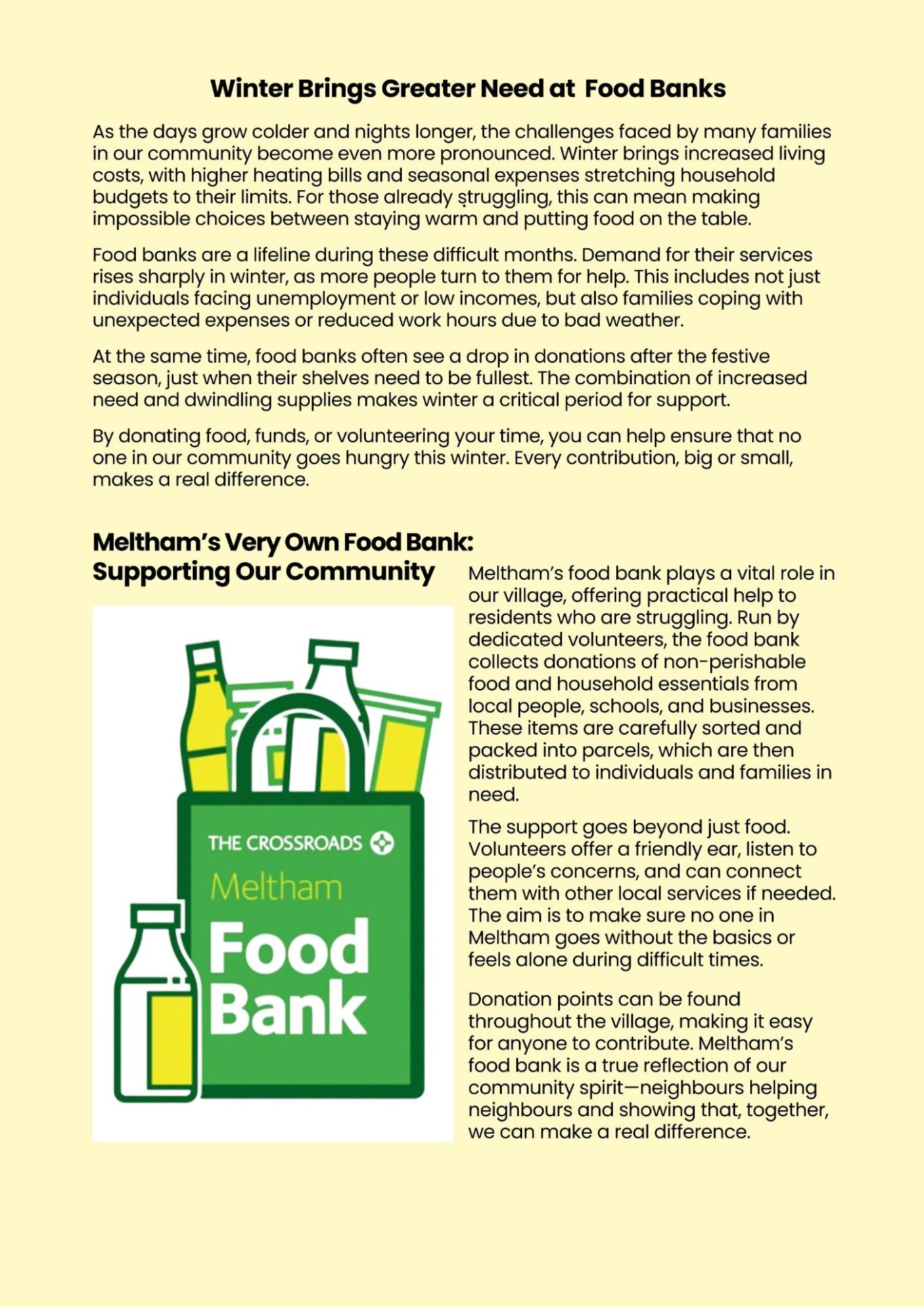 Meltham Hive Magazine January 2026 - Meltham Food Bank