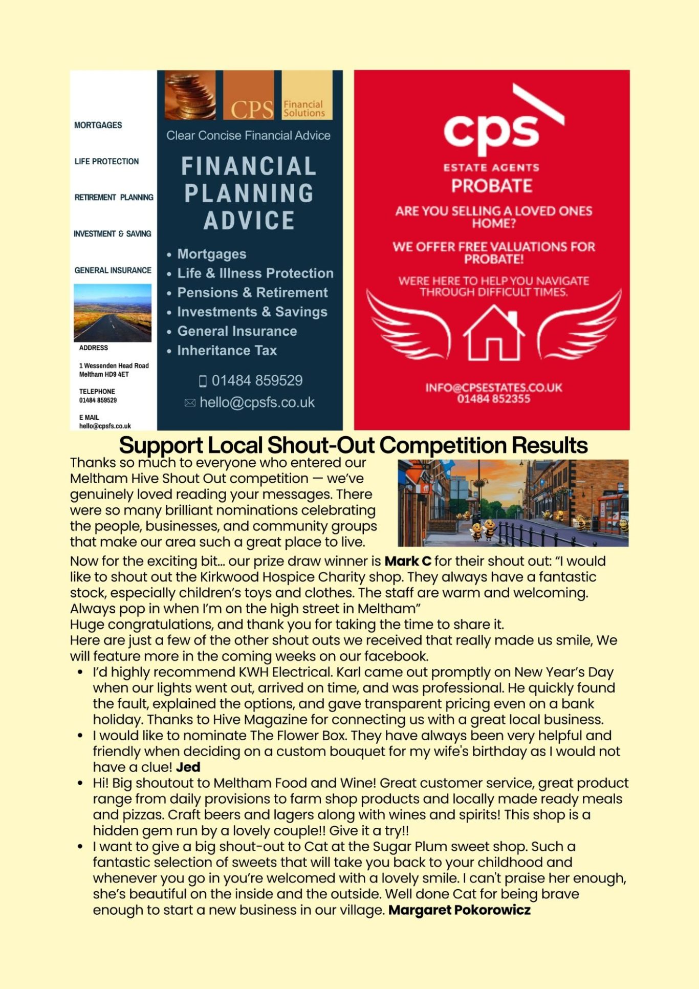 Meltham Hive, Meltham's March Community Magazine - Competition