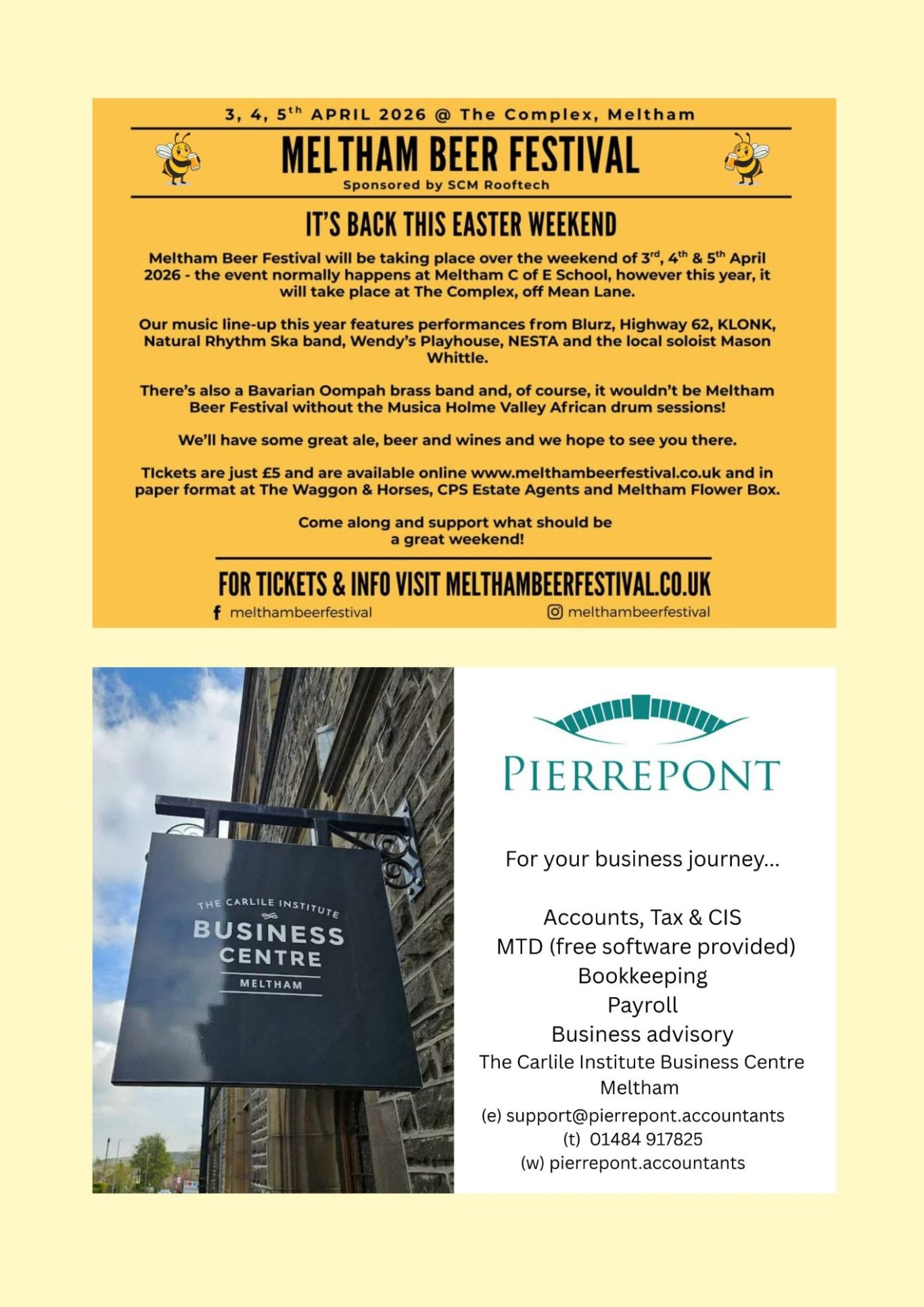 Meltham Hive, Meltham's March Community Magazine - Beer Festival