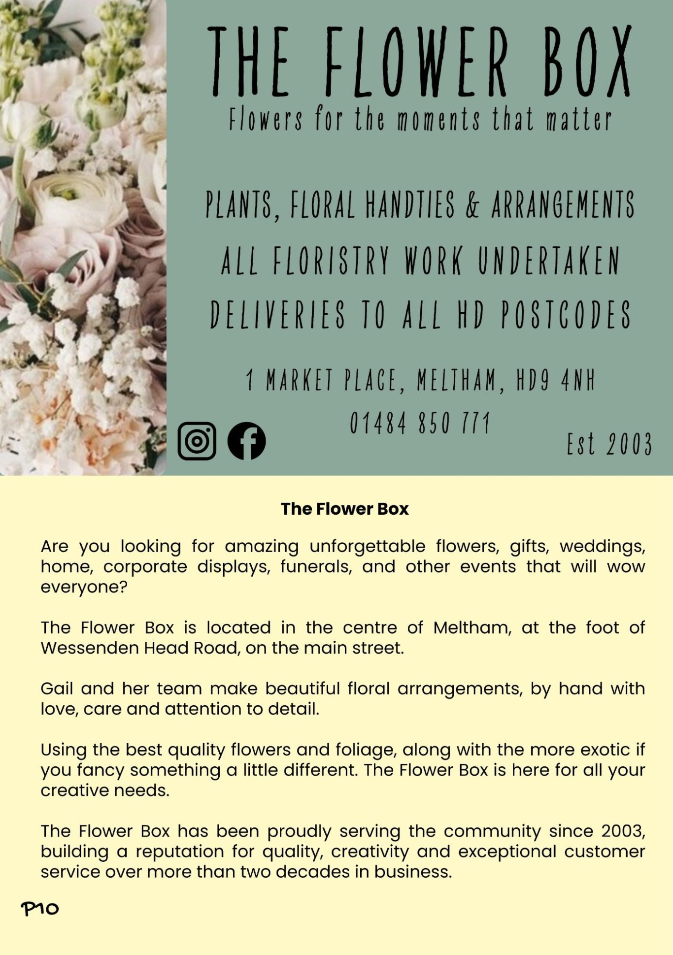 Meltham Flower Box for all your floristry needs