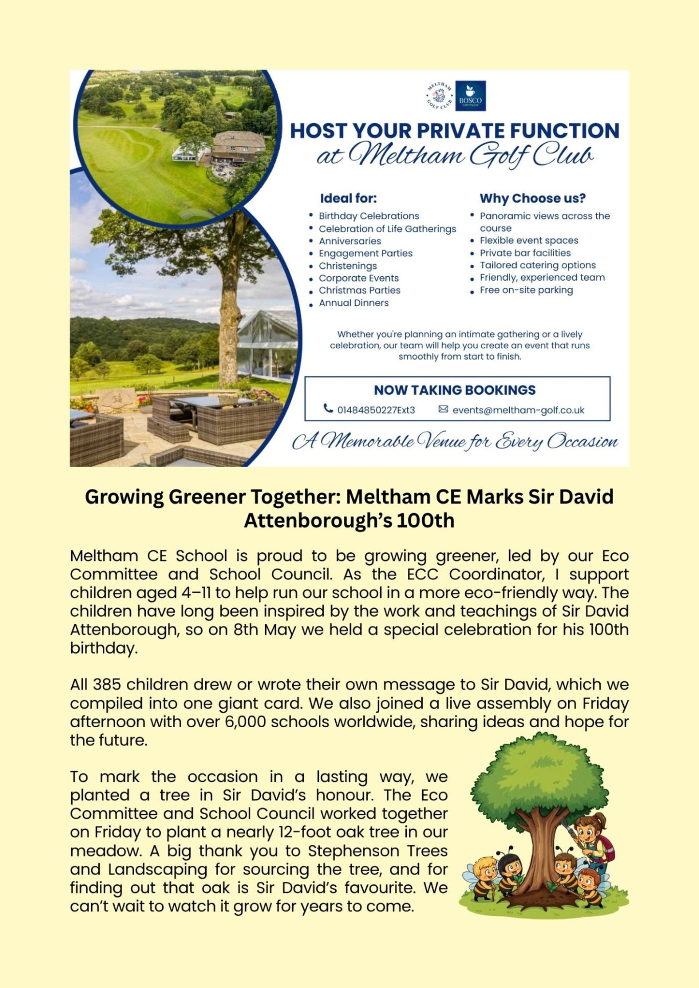 Meltham Hive June 2026. Meltham CE School, growing greener together.