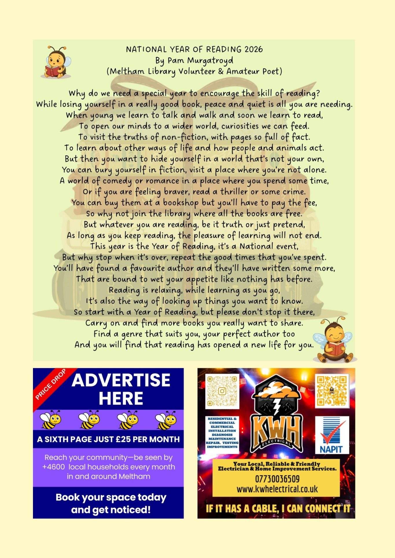 Meltham Hive, Meltham's March Community Magazine - poem