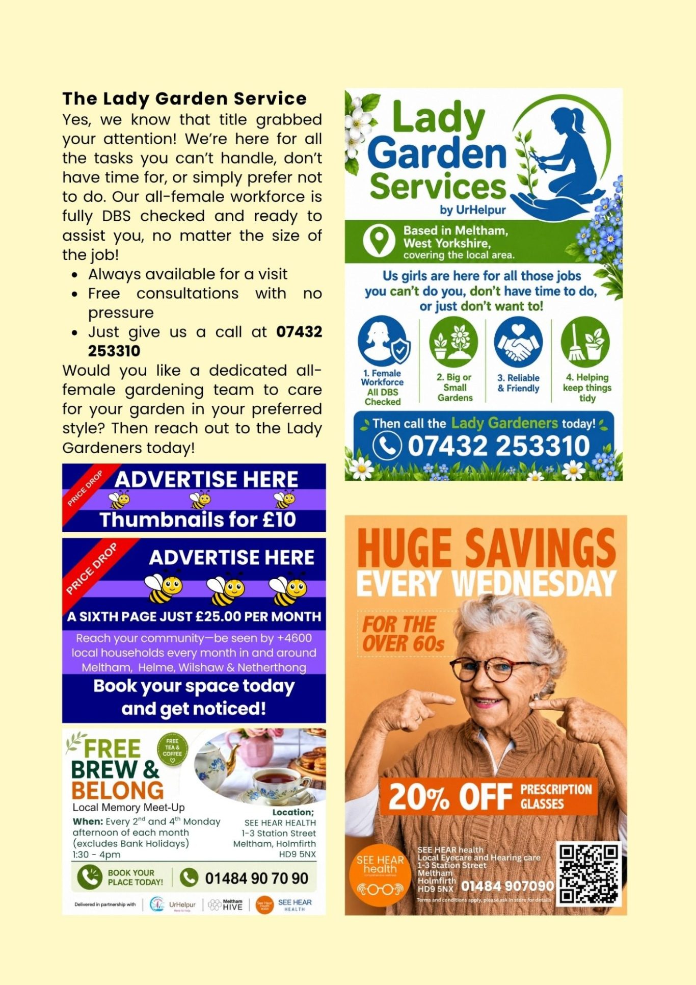 Meltham Hive June 2026. Meltham's all woman garden services.