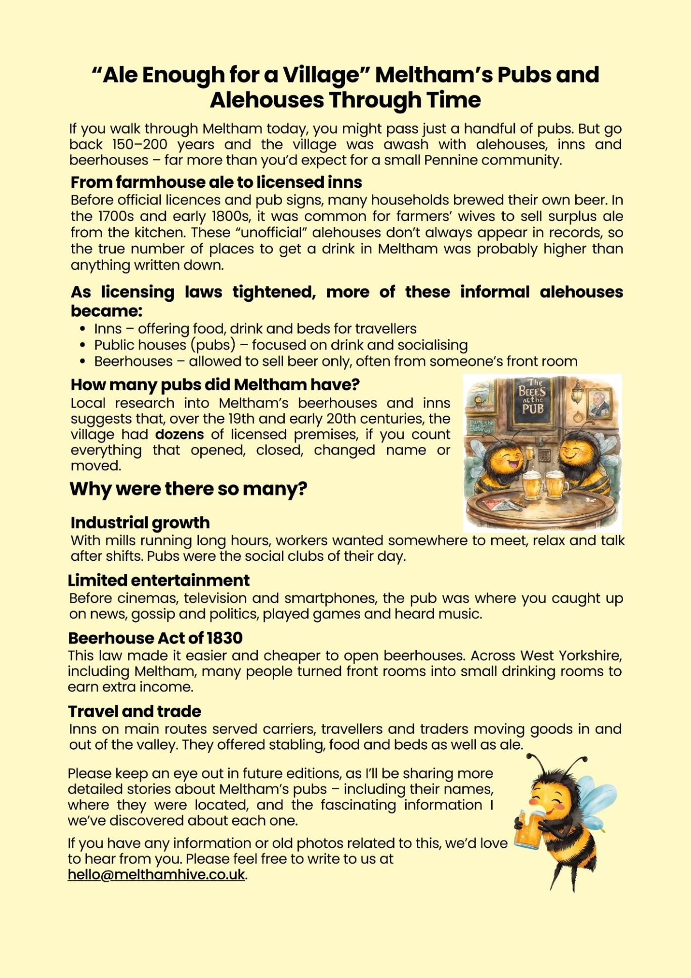 Meltham Hive Magazine January 2026 -Pubs and alehouses of Meltham